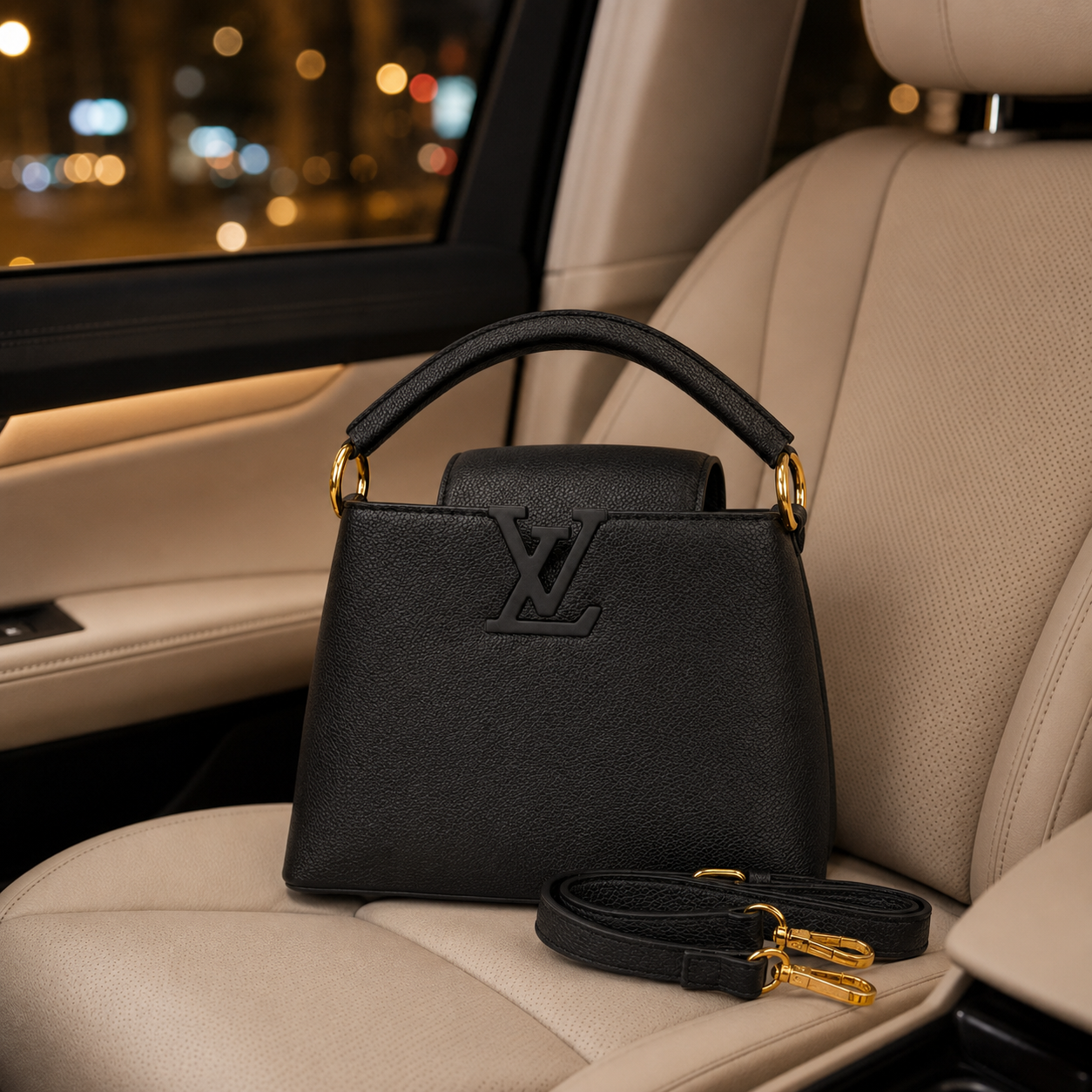 Louis Vuitton Capucines Mini Bag – Black