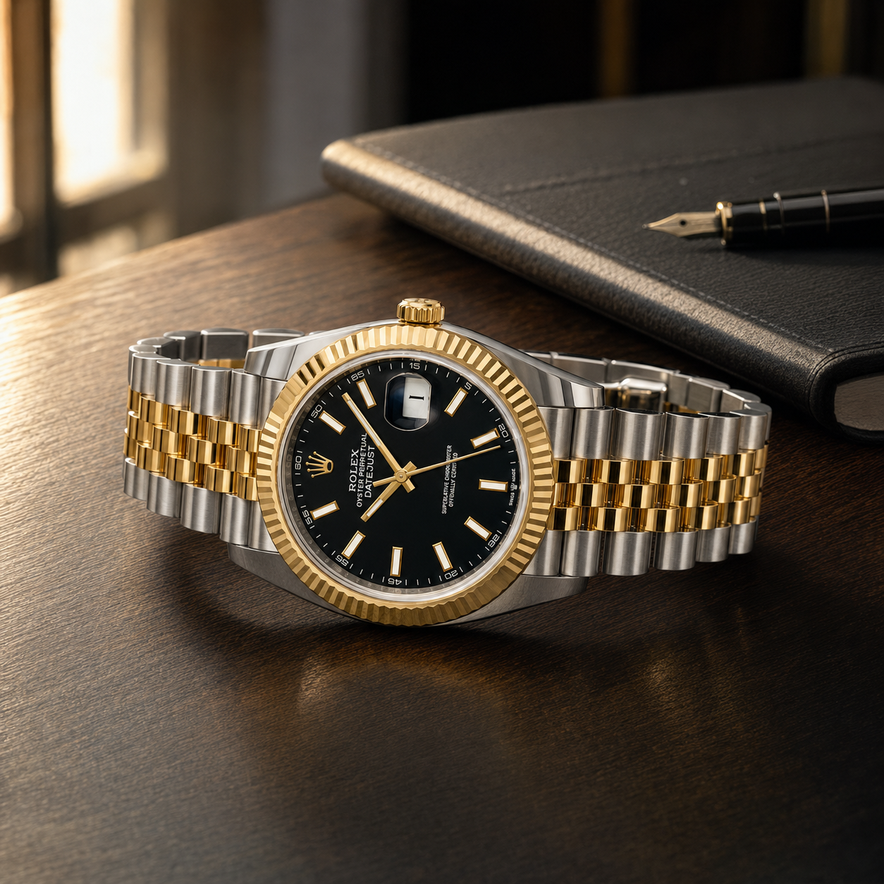 Rolex Datejust-Style Two-Tone Watch – 31mm, Black Dial