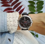Tommy Hilfiger Ari Diamonds Black Dial Black Leather Strap - 1781981