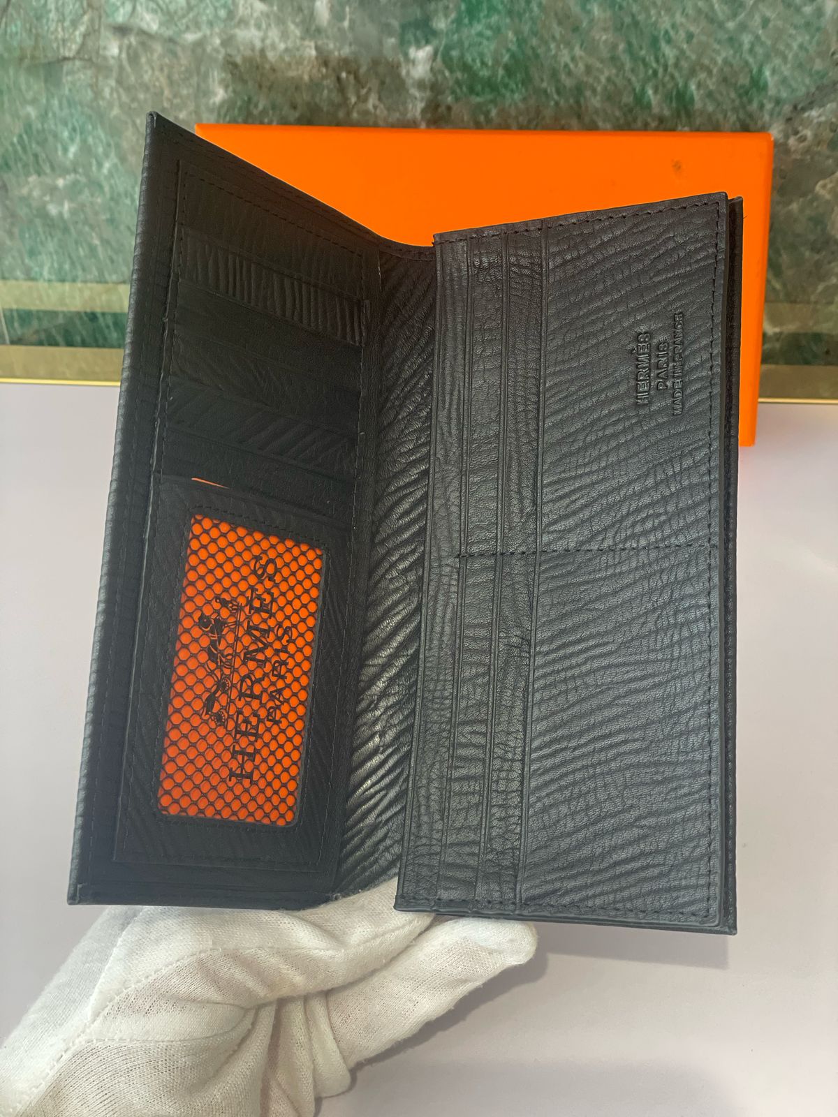 Hermes leather long wallet