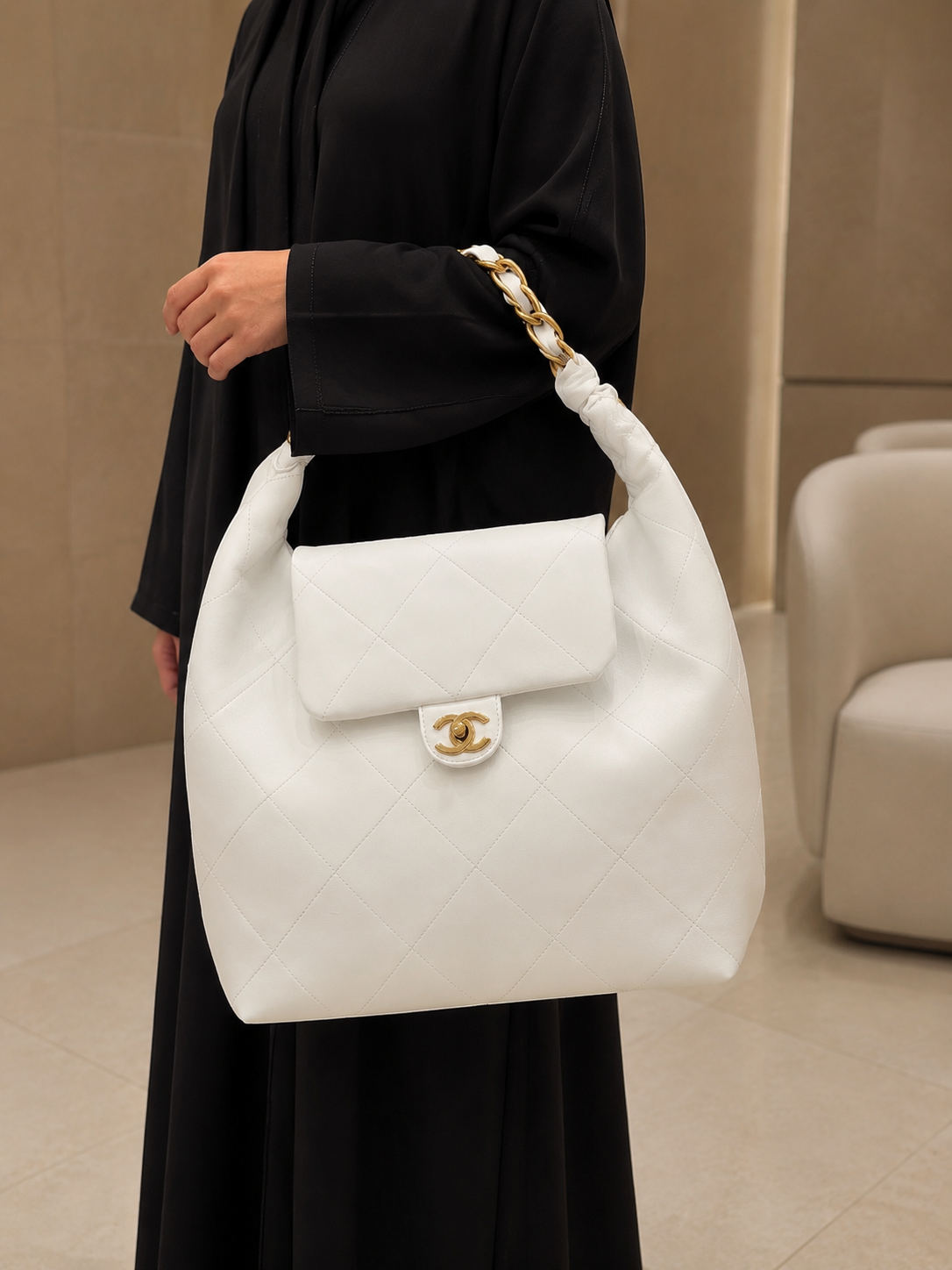 Chanel-Inspired Quilted Hobo Bag