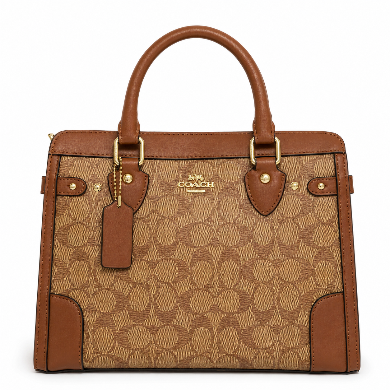 Coach-Inspired Signature Canvas Structured Satchel