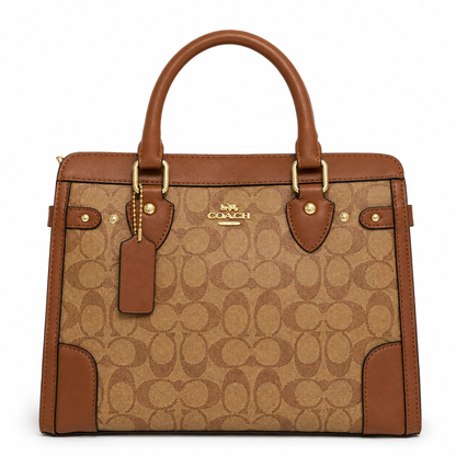 Coach-Inspired Signature Canvas Structured Satchel