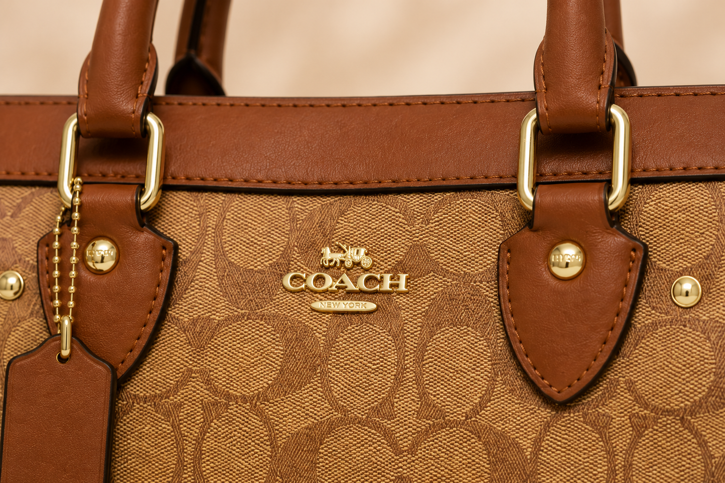 Coach-Inspired Signature Canvas Structured Satchel
