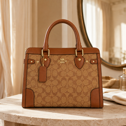 Coach-Inspired Signature Canvas Structured Satchel