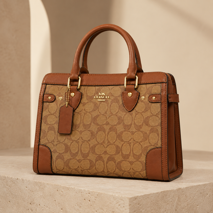Coach-Inspired Signature Canvas Structured Satchel
