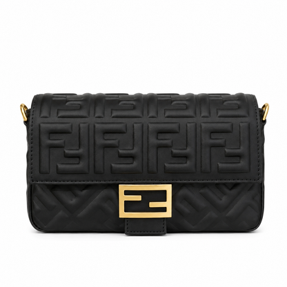 Fendi Baguette Black Leather Shoulder Bag