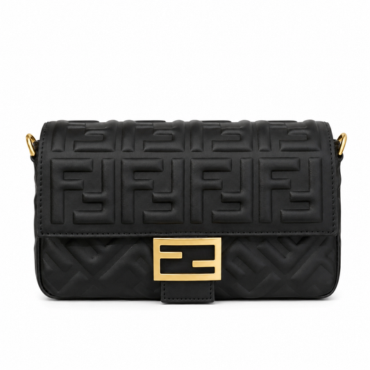 Fendi Baguette Black Leather Shoulder Bag