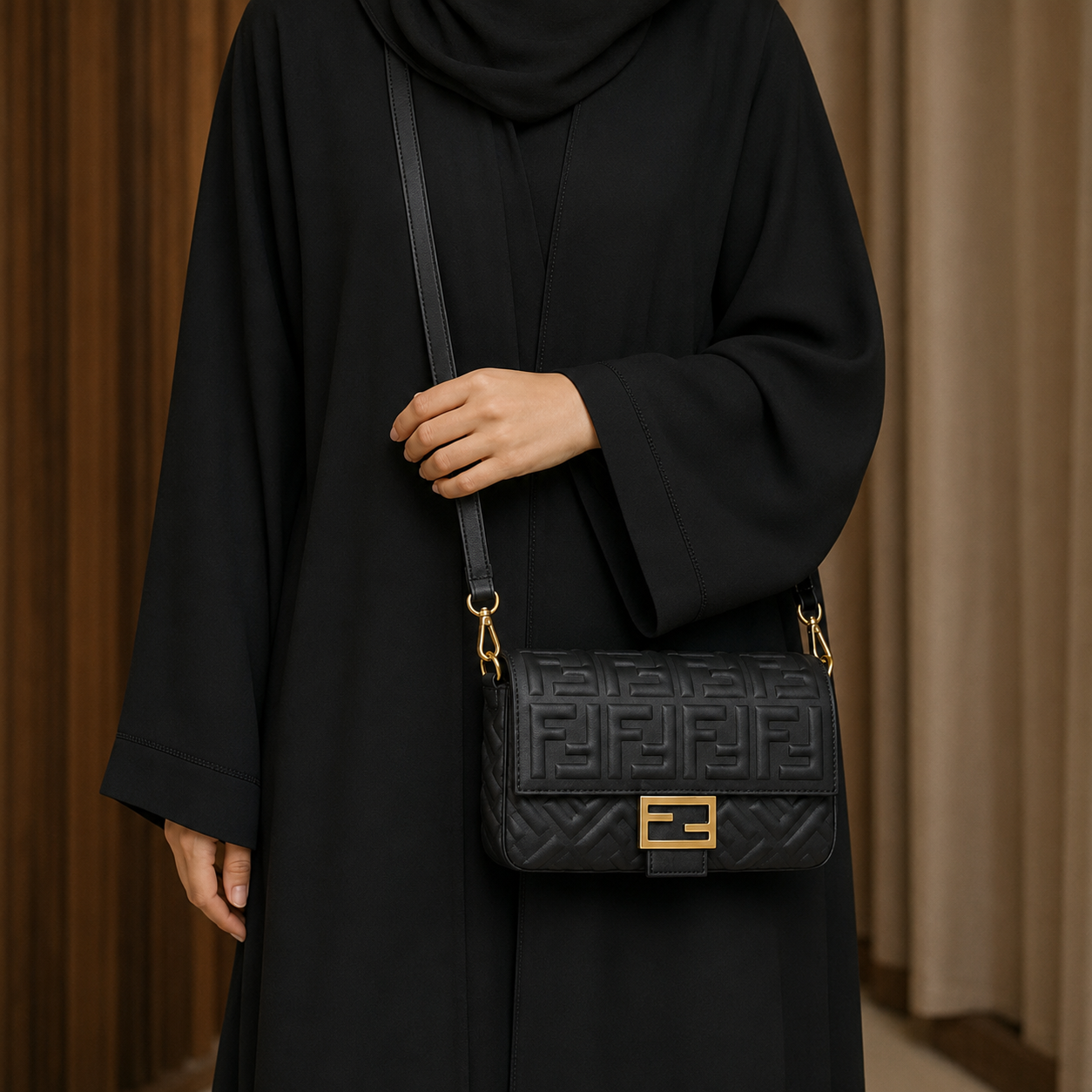 Fendi Baguette Black Leather Shoulder Bag