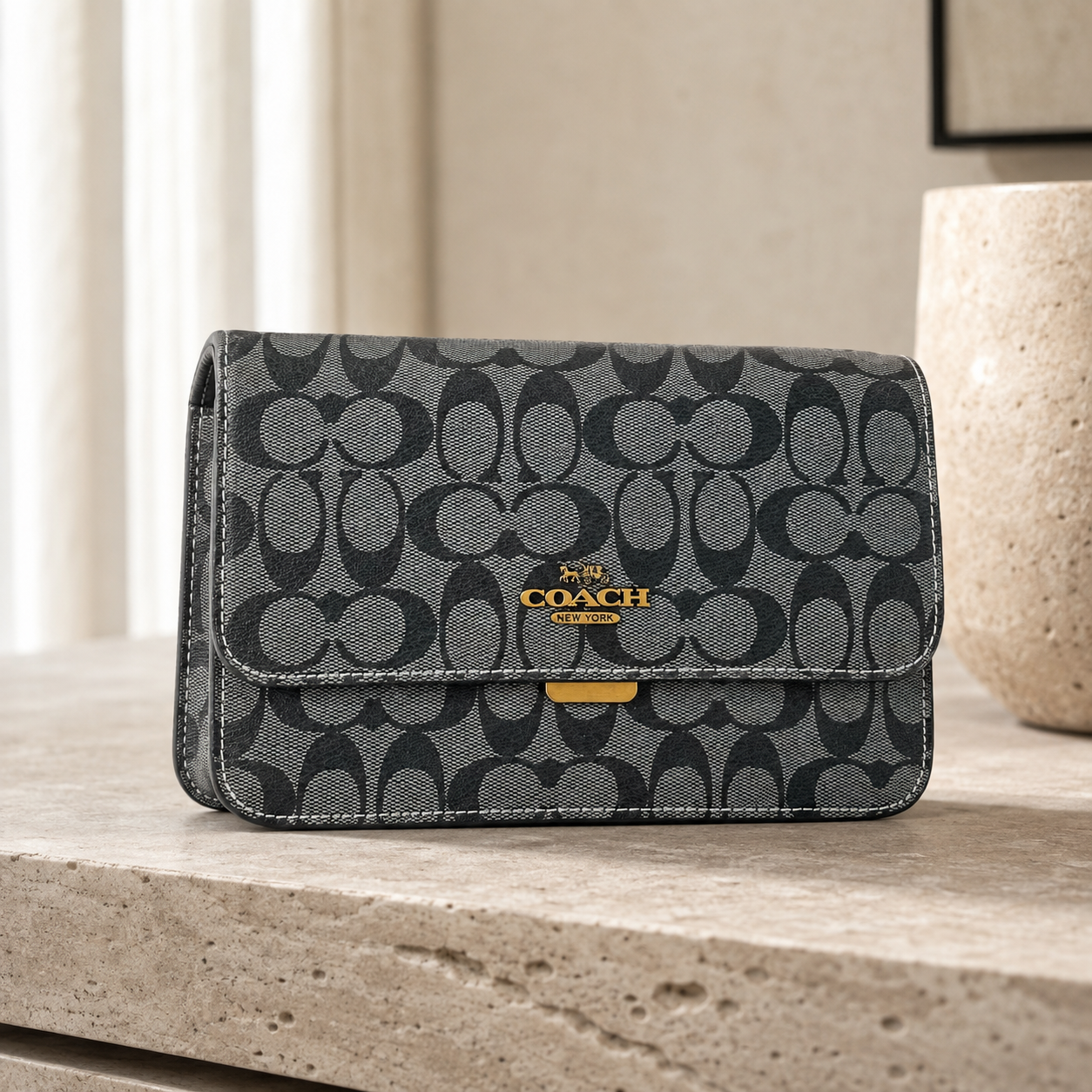 Coach Signature Canvas Flap Crossbody Bag