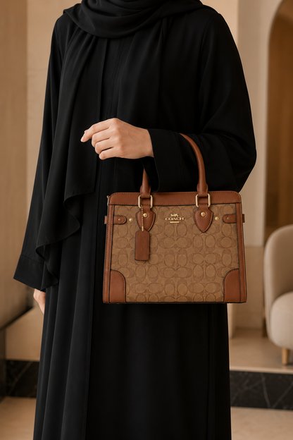 Coach-Inspired Signature Canvas Structured Satchel