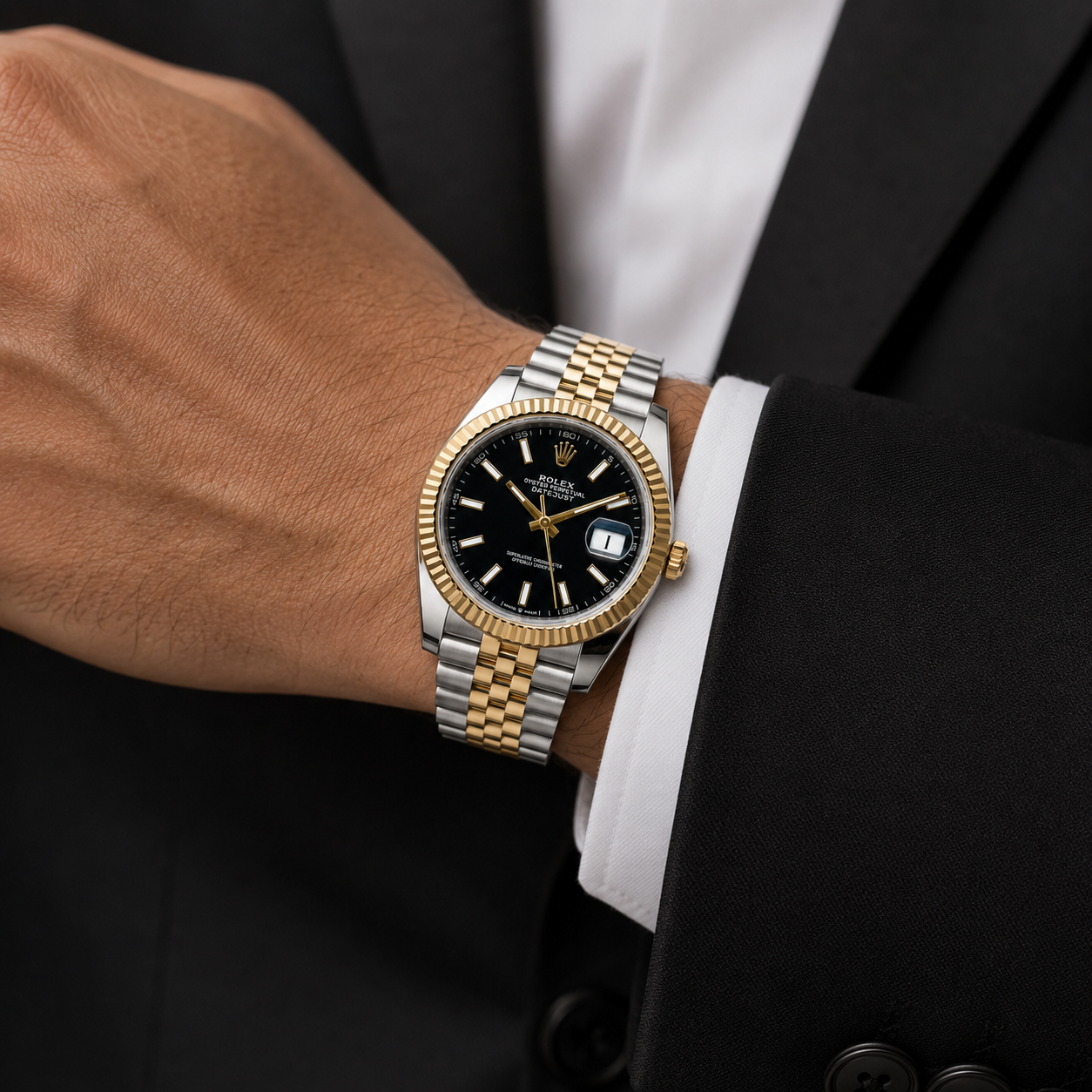 Rolex Datejust-Style Two-Tone Watch – 31mm, Black Dial