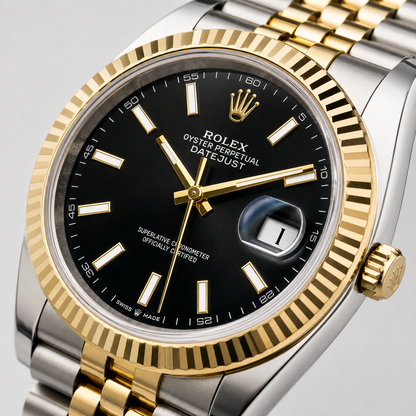 Rolex Datejust-Style Two-Tone Watch – 31mm, Black Dial