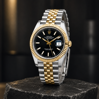 Rolex Datejust-Style Two-Tone Watch – 31mm, Black Dial